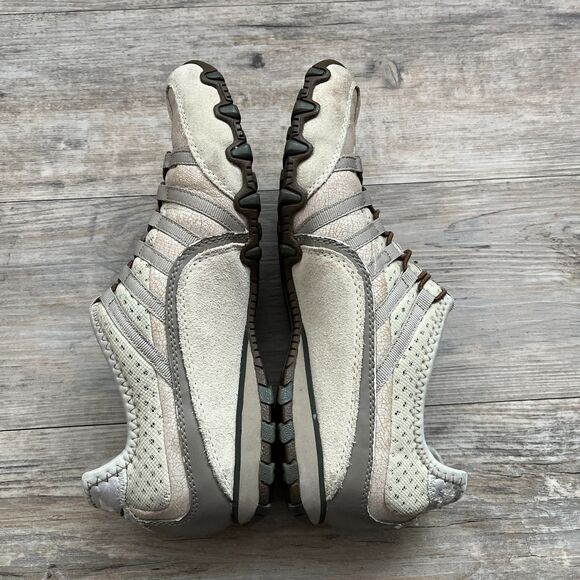 Vintage Y2K Skechers Slip On Lace Up Faux Suede Leather Cream Brown 8.5M 2000s - Picture 5 of 8